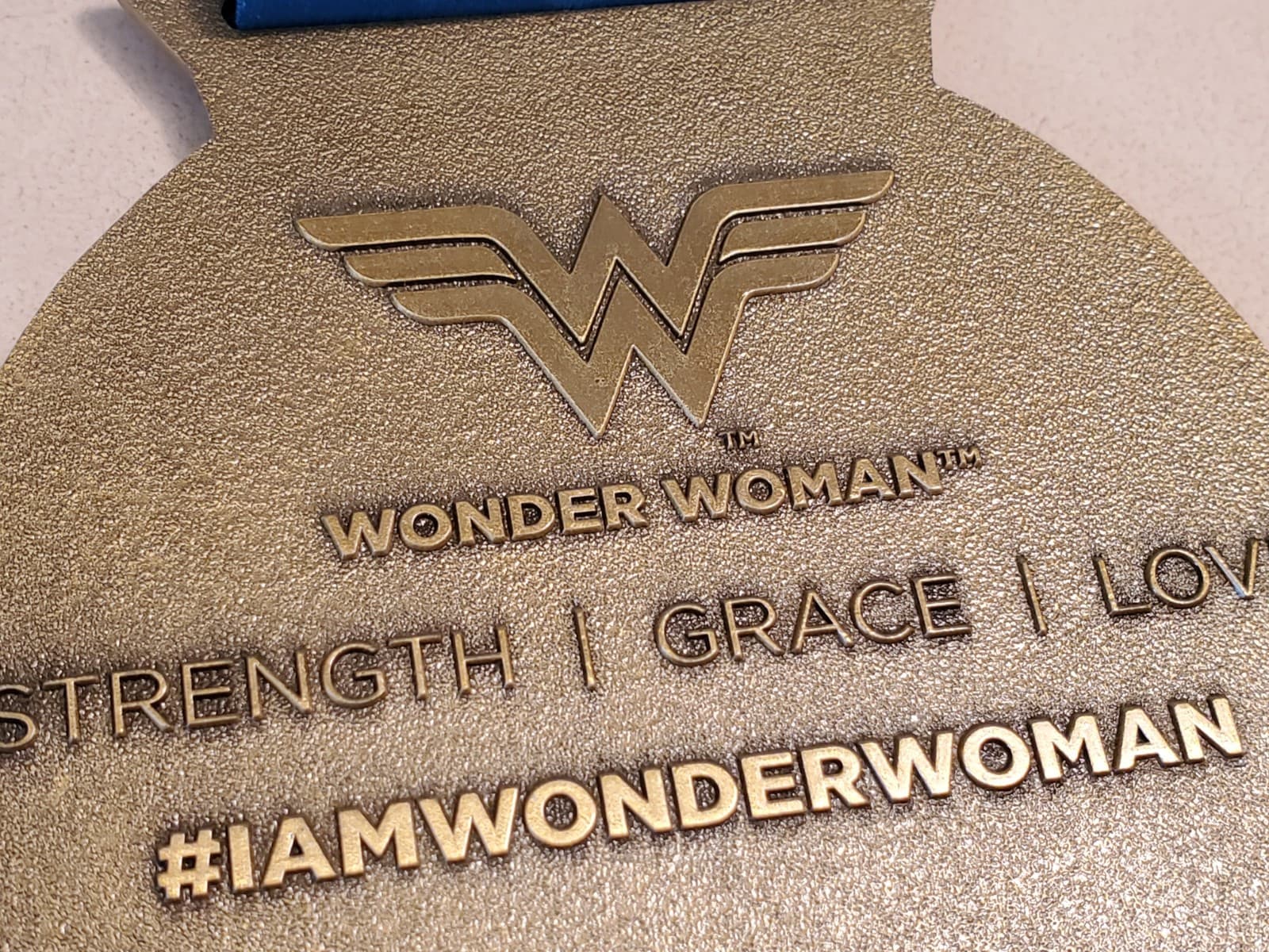 DC WONDER WOMAN RUN SERIES Medal with Ribbon. Bronze color metal w red enamel - Thumbnail 14