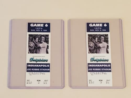 1994 NFL Miami Dolphins Ticket stub. NOV 6 1994 v Indy Colts. TWO ava. Don Shula - Thumbnail 3