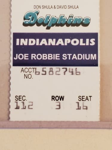 1994 NFL Miami Dolphins Ticket stub. NOV 6 1994 v Indy Colts. TWO ava. Don Shula - Thumbnail 11