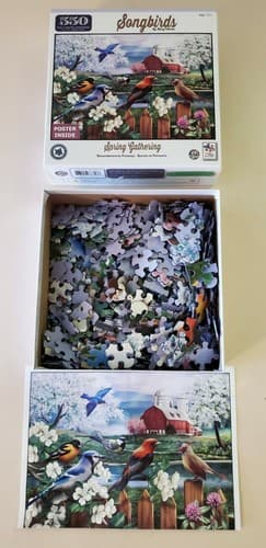 Jigsaw Puzzle Factory, Songbirds LOT OF THREE, 550 pieces. Used, complete in box - Thumbnail 8