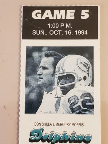 1994 NFL Miami Dolphins Ticket stub. OCT 16 1994 v LA Raiders TWO Ava. Don Shula - Thumbnail 11