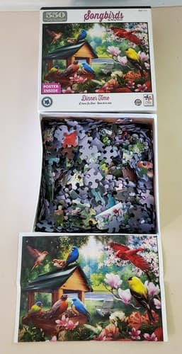 Jigsaw Puzzle Factory, Songbirds LOT OF THREE, 550 pieces. Used, complete in box - Thumbnail 4