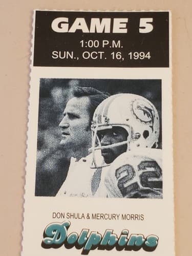 1994 NFL Miami Dolphins Ticket stub. OCT 16 1994 v LA Raiders TWO Ava. Don Shula - Thumbnail 5
