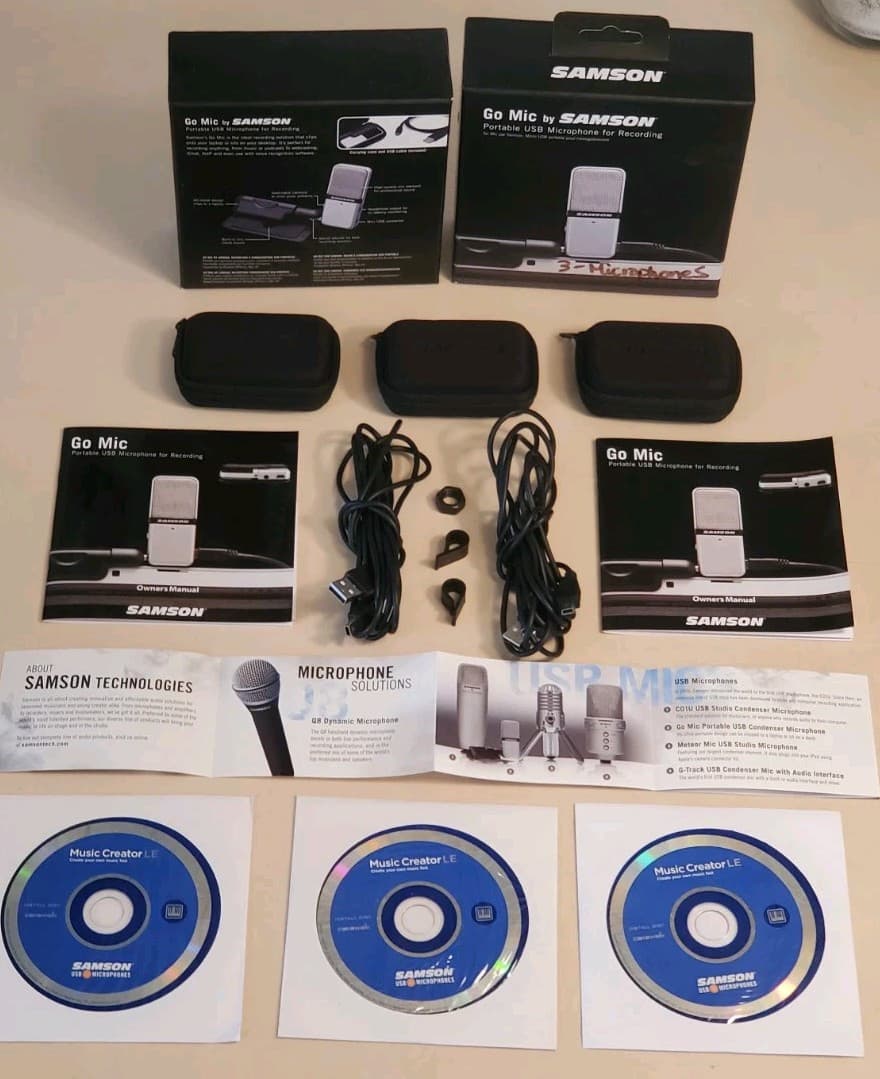 (3) LOT SAMSON GO MIC Portable USB Condenser Microphone SAGOMIC. Tested works. - Thumbnail 2