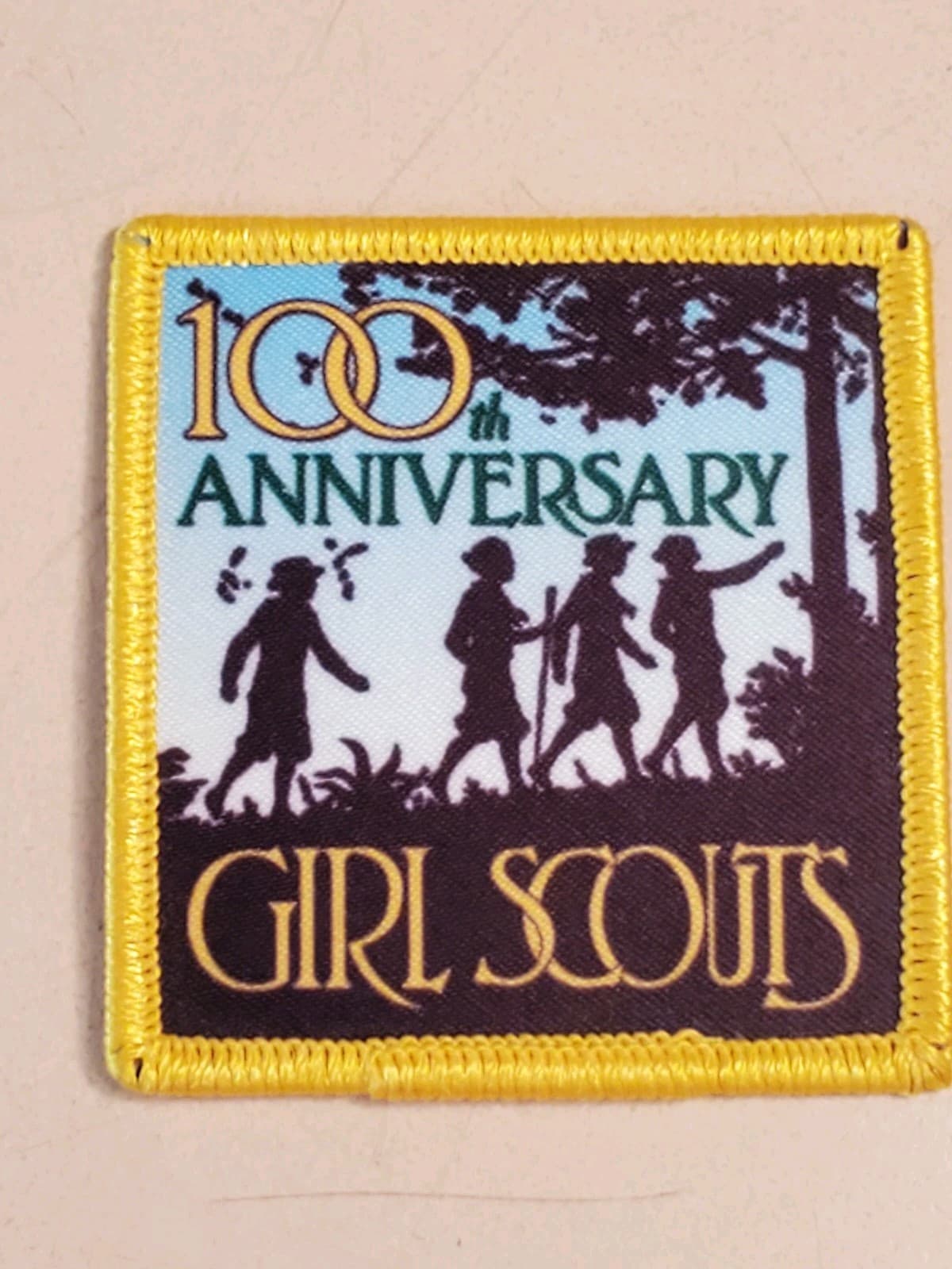 GIRL SCOUTS Patch '100th Anniversary 2012' GSA Embroidered Iron-on. NEW Loose - Image 1