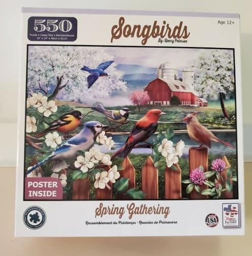 Jigsaw Puzzle Factory, Songbirds LOT OF THREE, 550 pieces. Used, complete in box - Thumbnail 5