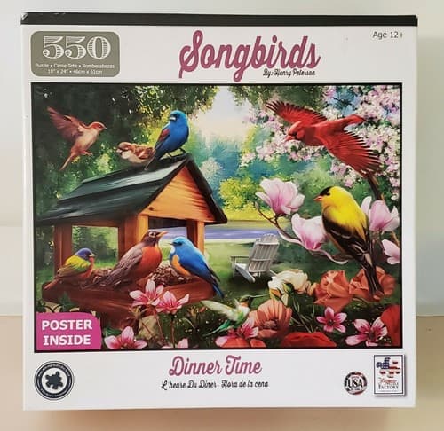 Jigsaw Puzzle Factory, Songbirds LOT OF THREE, 550 pieces. Used, complete in box - Image 1