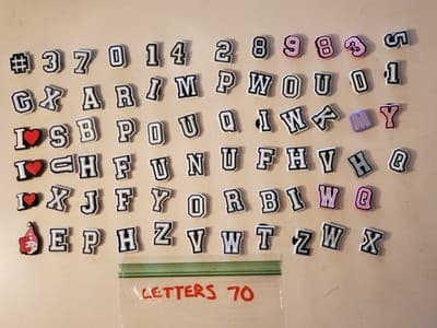 LOT(70) Shoe Charms 'LETTERS' shoe jibbitz for sandals cloggs. Fits adult & you - Image 1