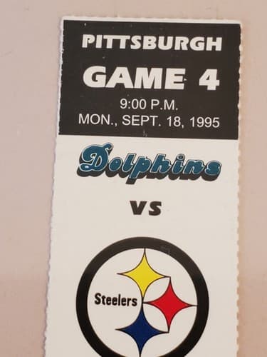 1995 NFL Miami Dolphins Ticket stub. SEP 18 1995 v Pittsburgh Steelers. TWO ava - Thumbnail 6