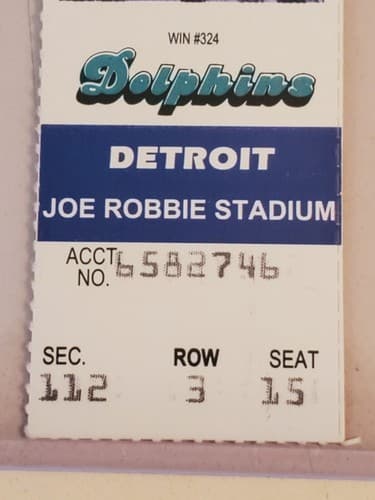 1994 NFL Miami Dolphins Ticket stub. DEC 25 94 v Detroit Lions 2 ava. Shula #324 - Thumbnail 4