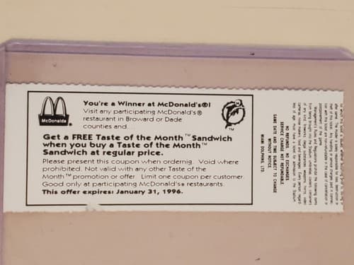 1995 NFL Miami Dolphins Ticket stub. SEP 18 1995 v Pittsburgh Steelers. TWO ava - Thumbnail 9