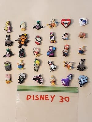 LOT(30) CROCS Charms 'DISNEY' shoe jibbitz for sandals cloggs. Fits adult &yout - Image 1