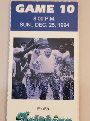 1994 NFL Miami Dolphins Ticket stub. DEC 25 94 v Detroit Lions 2 ava. Shula #324 - Thumbnail 5
