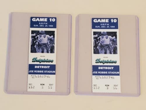 1994 NFL Miami Dolphins Ticket stub. DEC 25 94 v Detroit Lions 2 ava. Shula #324 - Thumbnail 3