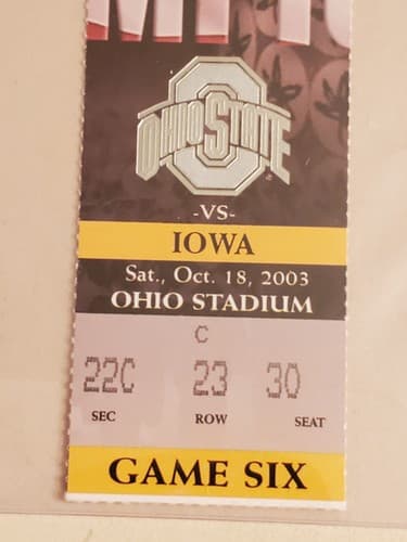 2003 NCAA Ohio State University ticket stub. OCT 18 2003 v Iowa (19-10W) Two ava - Thumbnail 11