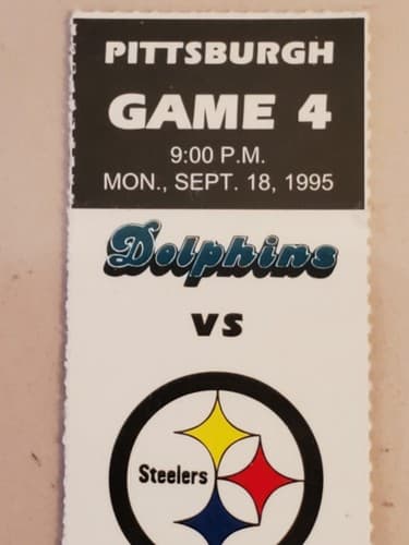1995 NFL Miami Dolphins Ticket stub. SEP 18 1995 v Pittsburgh Steelers. TWO ava - Thumbnail 12