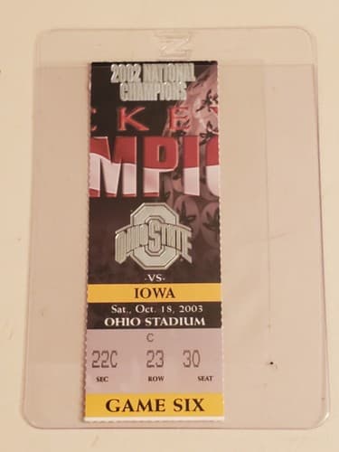 2003 NCAA Ohio State University ticket stub. OCT 18 2003 v Iowa (19-10W) Two ava - Thumbnail 13