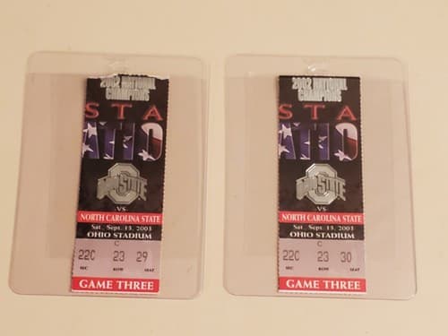 2003 NCAA Ohio State Univ ticket stub. SEP 13 2003 v North Carolina State 44-38W - Thumbnail 3