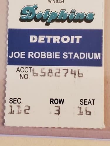 1994 NFL Miami Dolphins Ticket stub. DEC 25 94 v Detroit Lions 2 ava. Shula #324 - Thumbnail 11