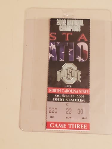 2003 NCAA Ohio State Univ ticket stub. SEP 13 2003 v North Carolina State 44-38W - Thumbnail 10