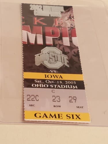 2003 NCAA Ohio State University ticket stub. OCT 18 2003 v Iowa (19-10W) Two ava - Thumbnail 5