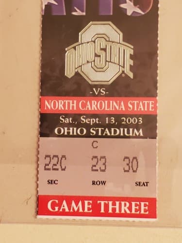 2003 NCAA Ohio State Univ ticket stub. SEP 13 2003 v North Carolina State 44-38W - Thumbnail 12