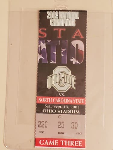 2003 NCAA Ohio State Univ ticket stub. SEP 13 2003 v North Carolina State 44-38W - Thumbnail 14