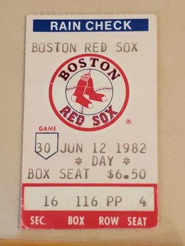 1982 MLB Boston Red Sox Ticket Stub. JUN 12 1982 v Cleveland Indians (6-4 W). - Image 1