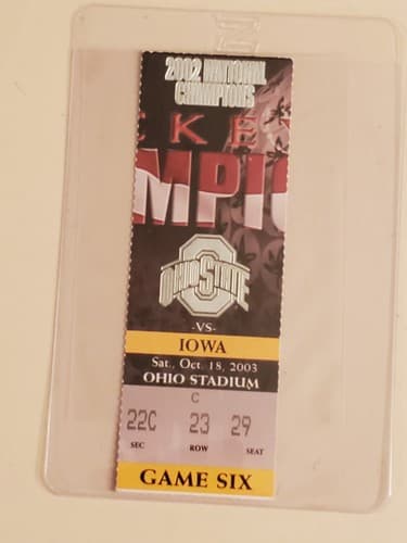 2003 NCAA Ohio State University ticket stub. OCT 18 2003 v Iowa (19-10W) Two ava - Thumbnail 6