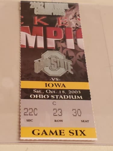 2003 NCAA Ohio State University ticket stub. OCT 18 2003 v Iowa (19-10W) Two ava - Thumbnail 12