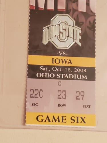 2003 NCAA Ohio State University ticket stub. OCT 18 2003 v Iowa (19-10W) Two ava - Thumbnail 4