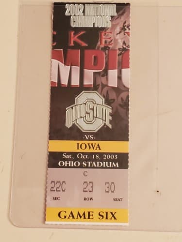 2003 NCAA Ohio State University ticket stub. OCT 18 2003 v Iowa (19-10W) Two ava - Thumbnail 9