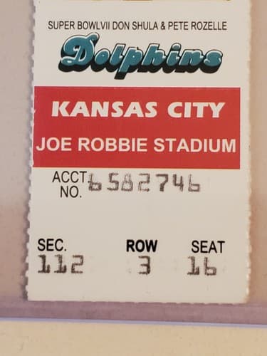 1994 NFL Miami Dolphins Ticket stub DEC 12 94 v KC Chiefs. Super Bowl VII Shula - Thumbnail 3