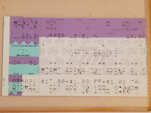 1996 GARTH BROOKS Live Concert Ticket Stub. APR 20 1996 at Miami Arena, Miami FL - Image 1