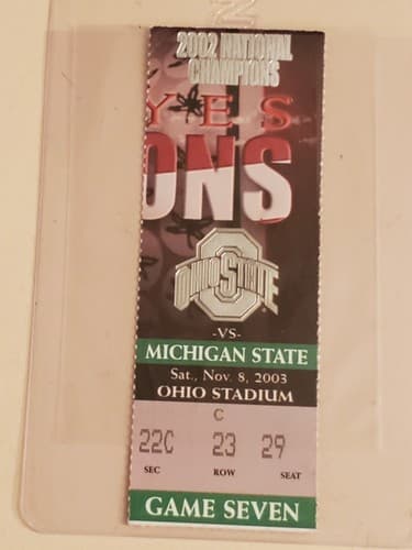 2003 NCAA Ohio State University ticket stub NOV 8 2003 v Michigan State 33-23W - Image 1