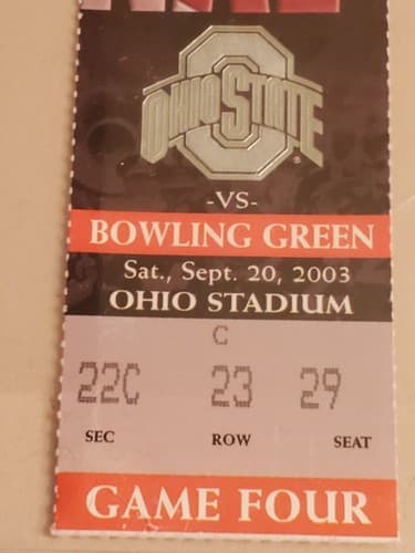 2003 NCAA Ohio State Univer ticket stub. SEP 20 2003 v Bowling Green 24-17W - Thumbnail 4