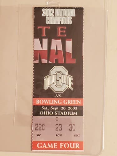 2003 NCAA Ohio State Univer ticket stub. SEP 20 2003 v Bowling Green 24-17W - Thumbnail 9