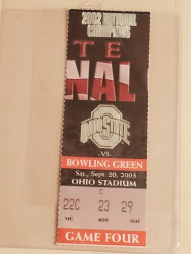 2003 NCAA Ohio State Univer ticket stub. SEP 20 2003 v Bowling Green 24-17W - Thumbnail 6