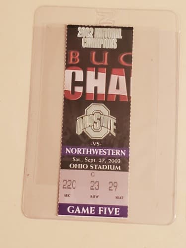2003 NCAA Ohio State Univ ticket stub. SEP 27 2003 v Northwestern (20-0W) 2 ava - Image 1