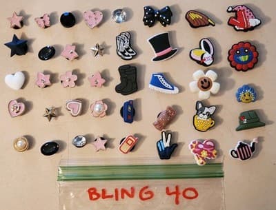 LOT(40) SHOE Charms 'BLINGS' shoe jibbitz for sandals cloggs. Fits adult & yout - Image 1