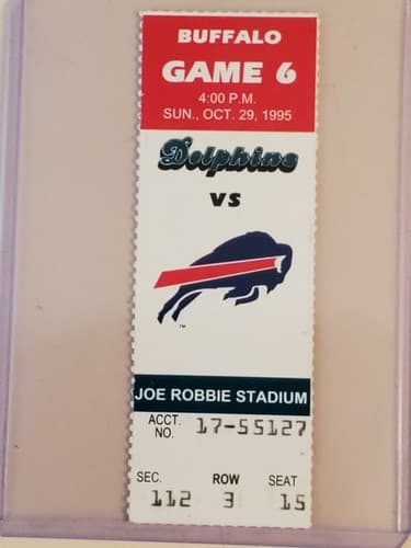 1995 NFL Miami Dolphins Ticket stub. OCT 29 1995 v Buffalo Bills. TWO ava - Image 1