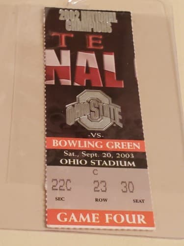 2003 NCAA Ohio State Univer ticket stub. SEP 20 2003 v Bowling Green 24-17W - Thumbnail 12