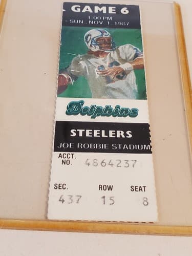 1987 NFL Miami Dolphins Ticket stub. NOV 1 87 v Pittsburgh Steelers. DAN MARINO - Thumbnail 3