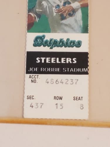1987 NFL Miami Dolphins Ticket stub. NOV 1 87 v Pittsburgh Steelers. DAN MARINO - Thumbnail 4
