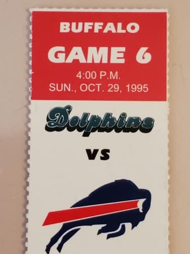 1995 NFL Miami Dolphins Ticket stub. OCT 29 1995 v Buffalo Bills. TWO ava - Thumbnail 5