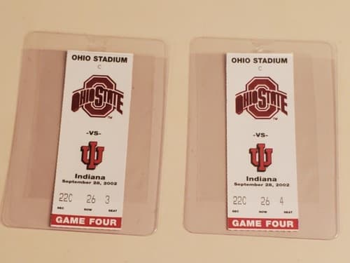 2002 NCAA Ohio State Univ ticket stub. SEP 28 2002 v Indiana (45-17W) Two avail - Thumbnail 3