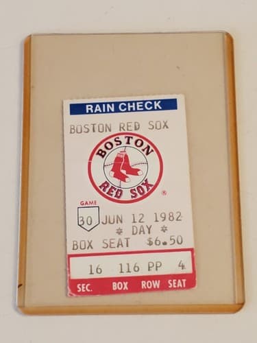 1982 MLB Boston Red Sox Ticket Stub. JUN 12 1982 v Cleveland Indians (6-4 W). - Thumbnail 5