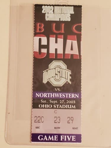 2003 NCAA Ohio State Univ ticket stub. SEP 27 2003 v Northwestern (20-0W) 2 ava - Thumbnail 6