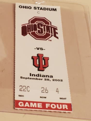 2002 NCAA Ohio State Univ ticket stub. SEP 28 2002 v Indiana (45-17W) Two avail - Thumbnail 11