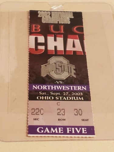 2003 NCAA Ohio State Univ ticket stub. SEP 27 2003 v Northwestern (20-0W) 2 ava - Thumbnail 14